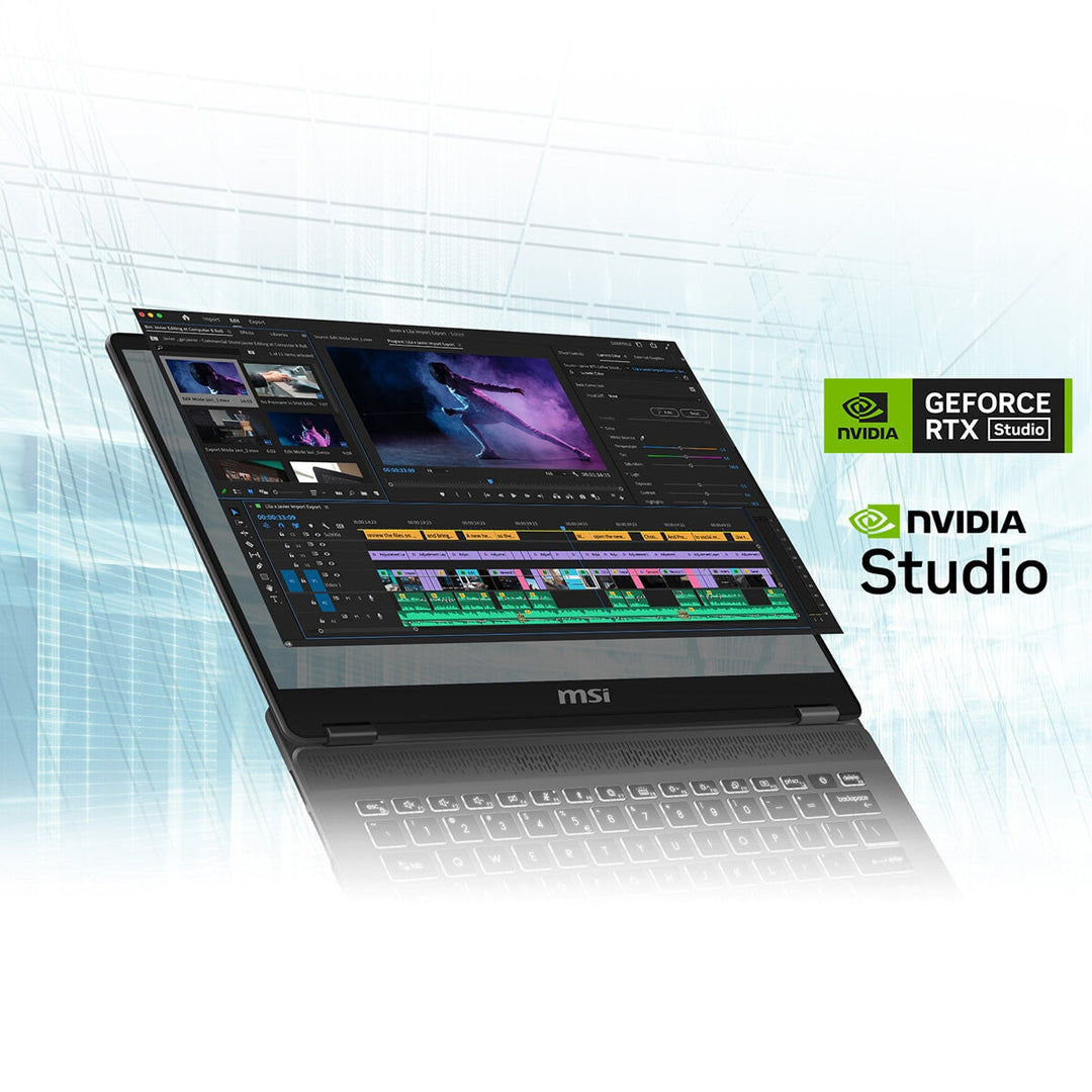 MSI Prestige 14 AI Studio, Intel Core Ultra 7, 32GB RAM, 1TB SSD, NVIDIA GeForce RTX 3050, 14 Inch Laptop, 9S7-14N211-003