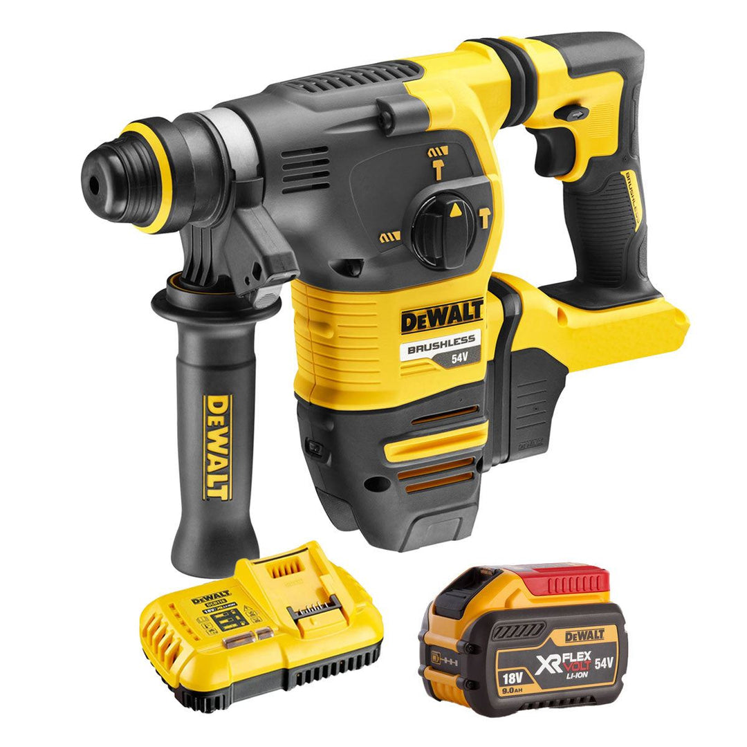 Dewalt DCH333N 54V XR Flexvolt Brushless SDS Plus Hammer Drill with 1 x 9.0Ah Battery & Charger