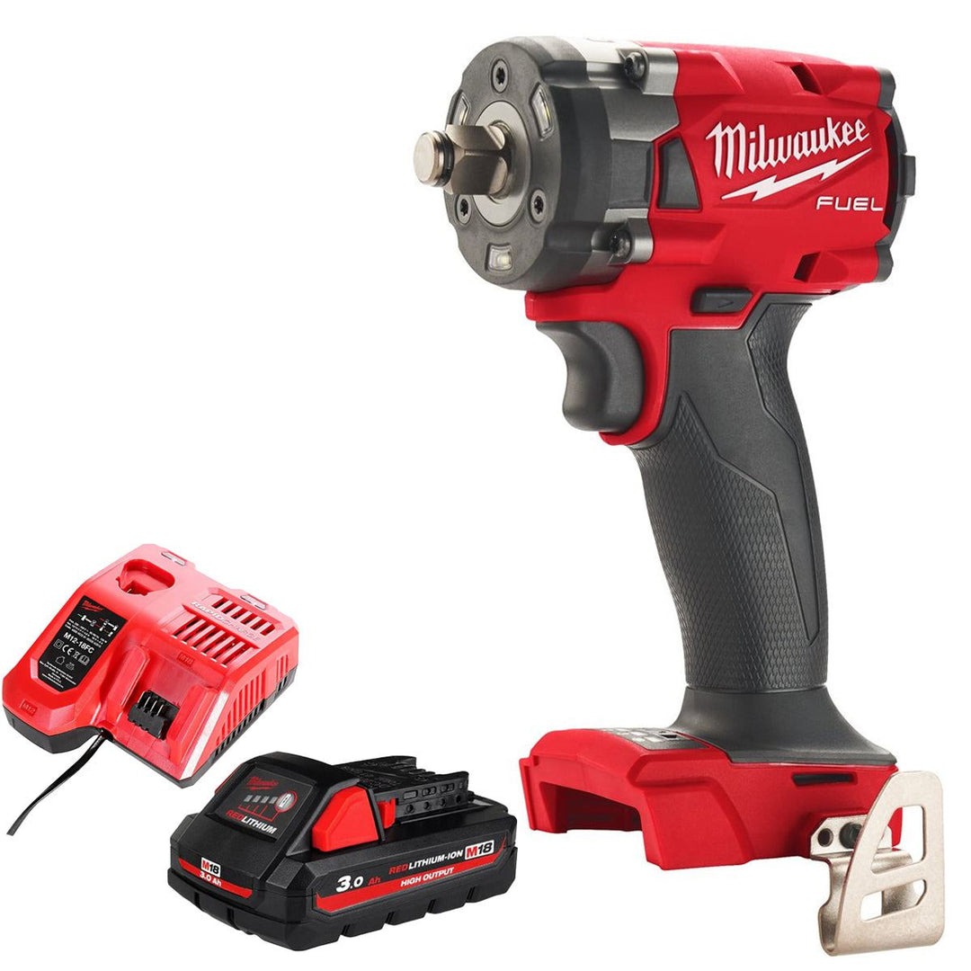 Milwaukee M18FIW2F12-0 18V Brushless 1/2" Impact Wrench with 1 x 3.0Ah Battery &amp; Charger