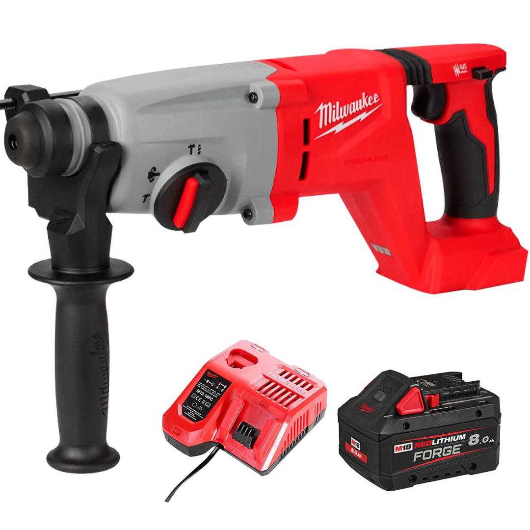 Milwaukee M18BLHACD26-0 18V Brushless SDS+ D-Handle Rotary Hammer Drill with 1 x 8.0Ah Battery & Charger