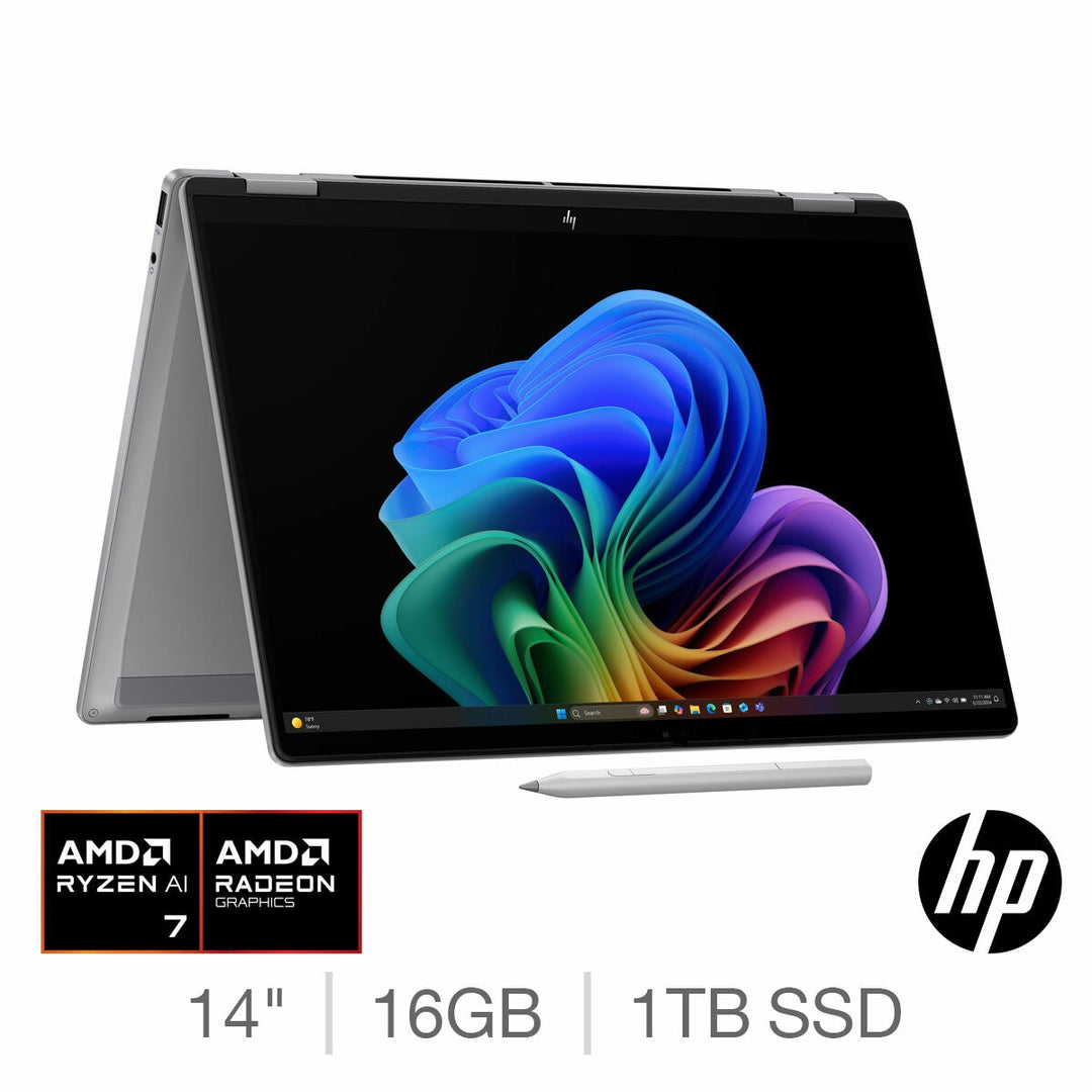 HP Omnibook X Flip, AMD Ryzen AI 7, 16GB RAM, 1TB SSD, 14 Inch Convertible 2 in 1 Laptop, 14-fk0009na