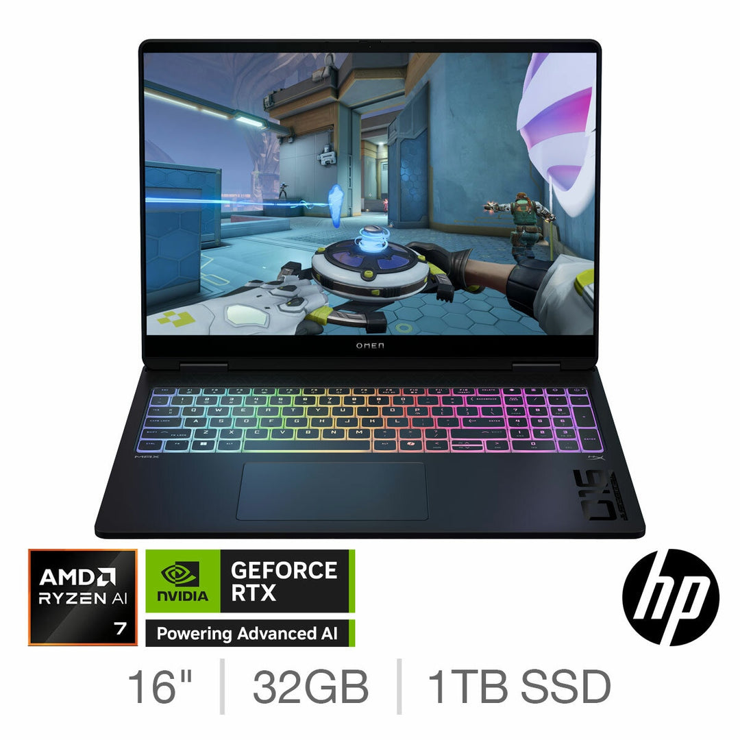 HP OMEN Max, AMD Ryzen AI 7, 32GB RAM, 1TB SSD, NVIDIA GeForce RTX 5070 Ti, 16 Inch Gaming Laptop, 16-ak0002na