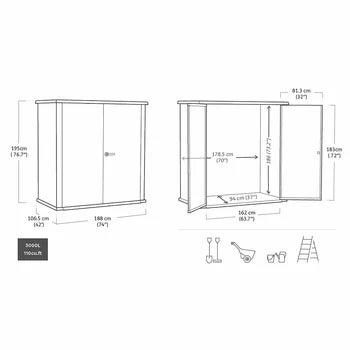 Keter Cortina 6ft 4" x 6ft 1" (1.9 x 0.7m) 3,000 Litre Vertical Storage Shed