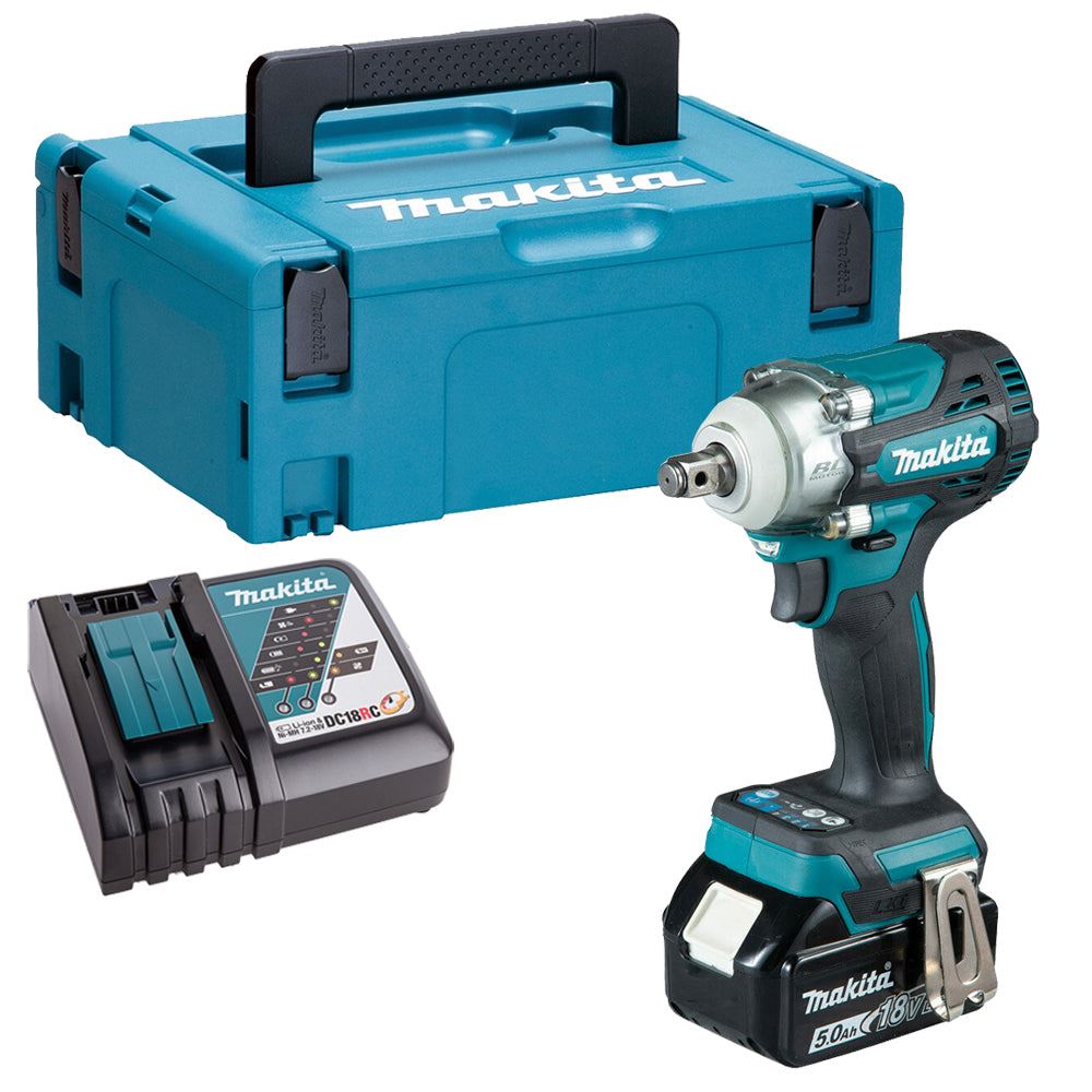 Makita DTW300Z 18V Brushless Impact Wrench with 1 x 5.0Ah Battery Charger &amp; Case