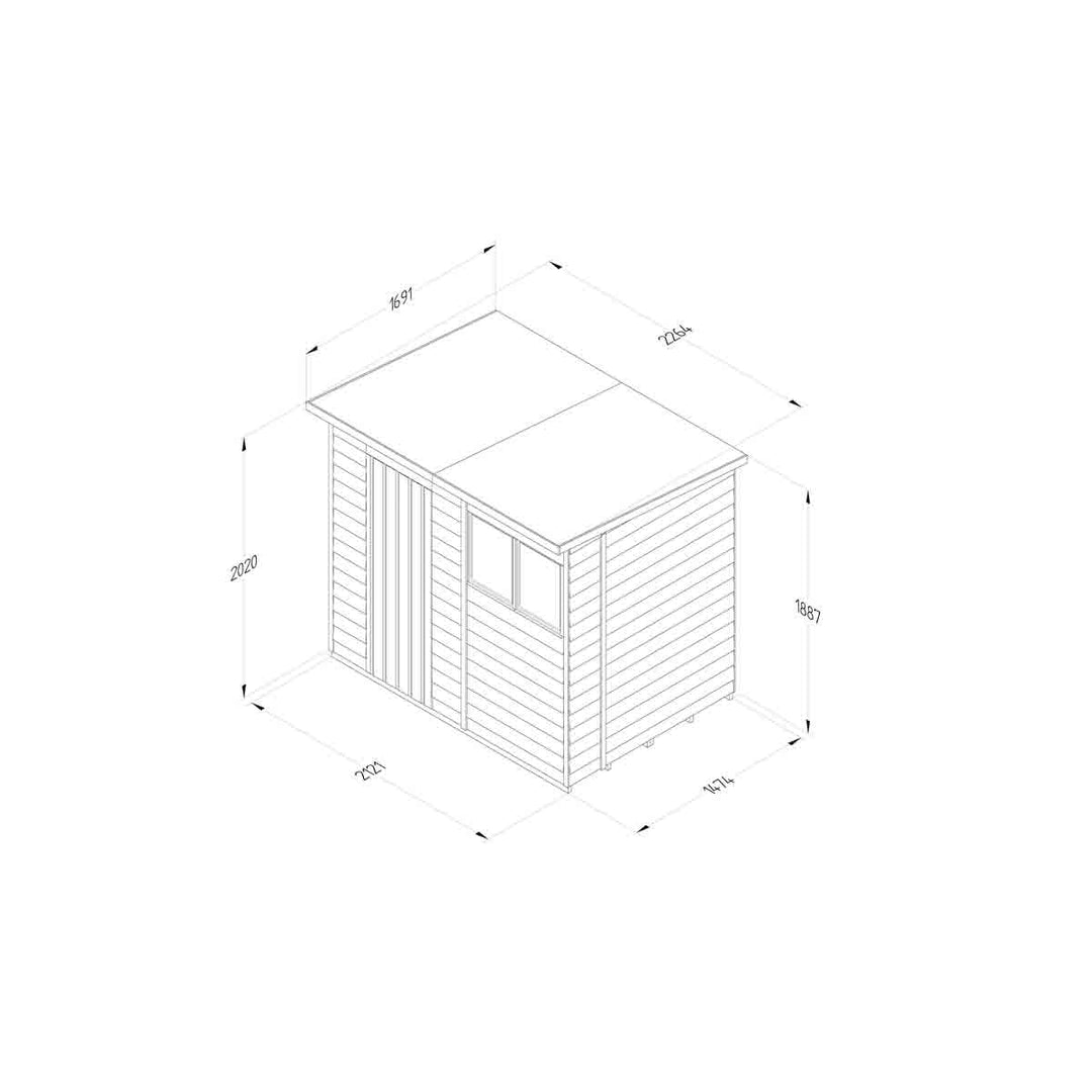 Forest Garden 4LIFE Pent Shed 7x5 - Single Door - 2 Windows