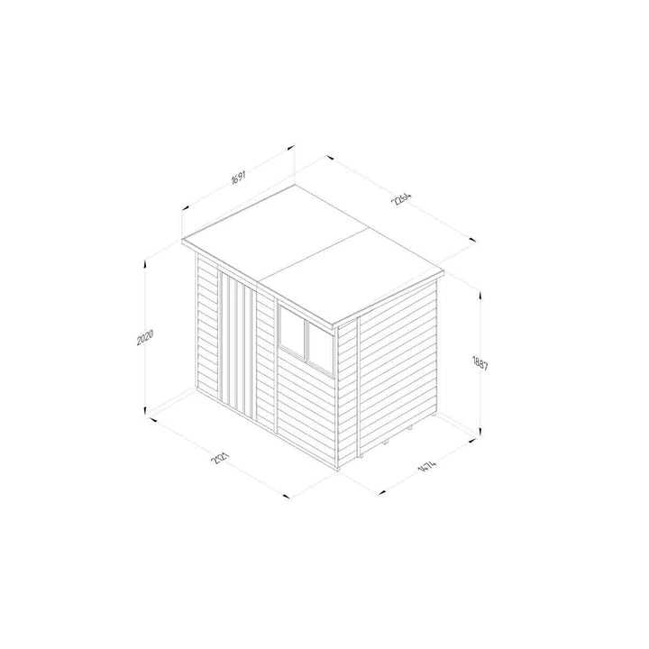 Forest Garden 4LIFE Pent Shed 7x5 - Single Door - 2 Windows