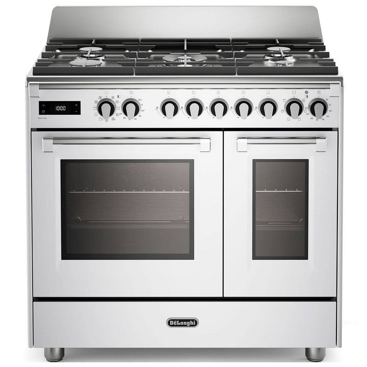 DeLonghi BS965TMXW 90cm Wide Bassano Dual Fuel Range Cooker in White