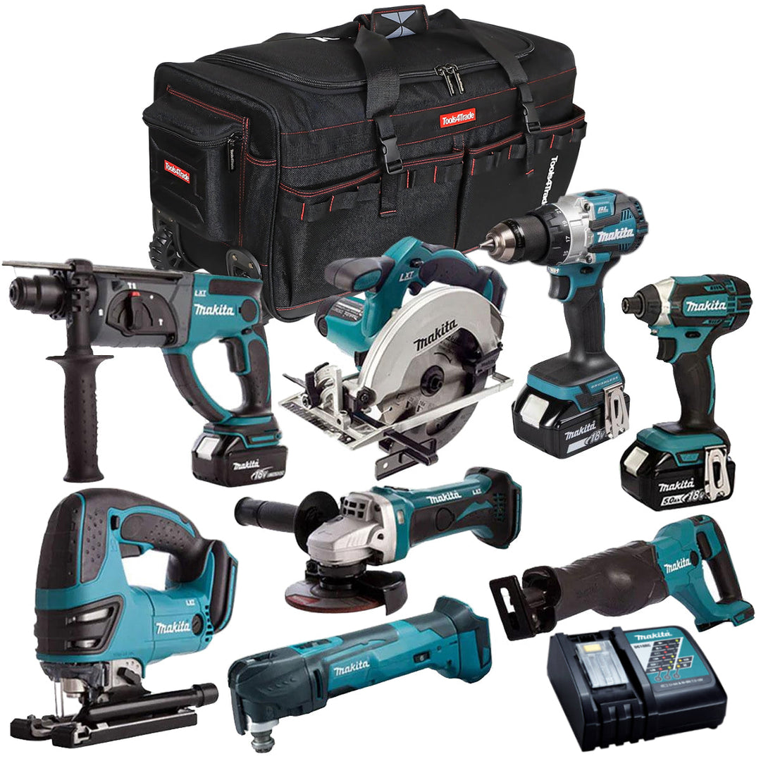Makita 18V 8 Piece Power Tool Kit with 3 x 5.0Ah Battery & Charger T4TKIT-4321