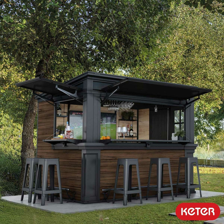 Keter Rosewood 9.1ft x 6.8ft (2.8 x 2.1m) Garden Bar Shed