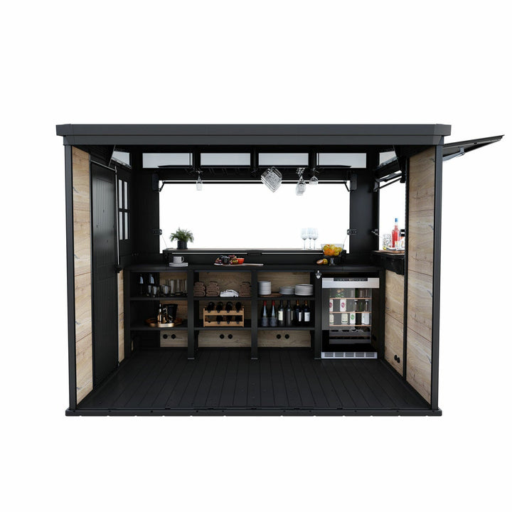 Keter Rosewood 9.1ft x 6.8ft (2.8 x 2.1m) Garden Bar Shed