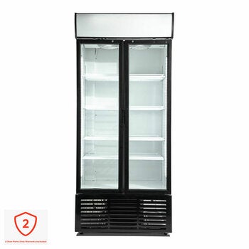 Contender RUG047 783L Commercial Hinged Double Glass Door Fridge, E Rated in White