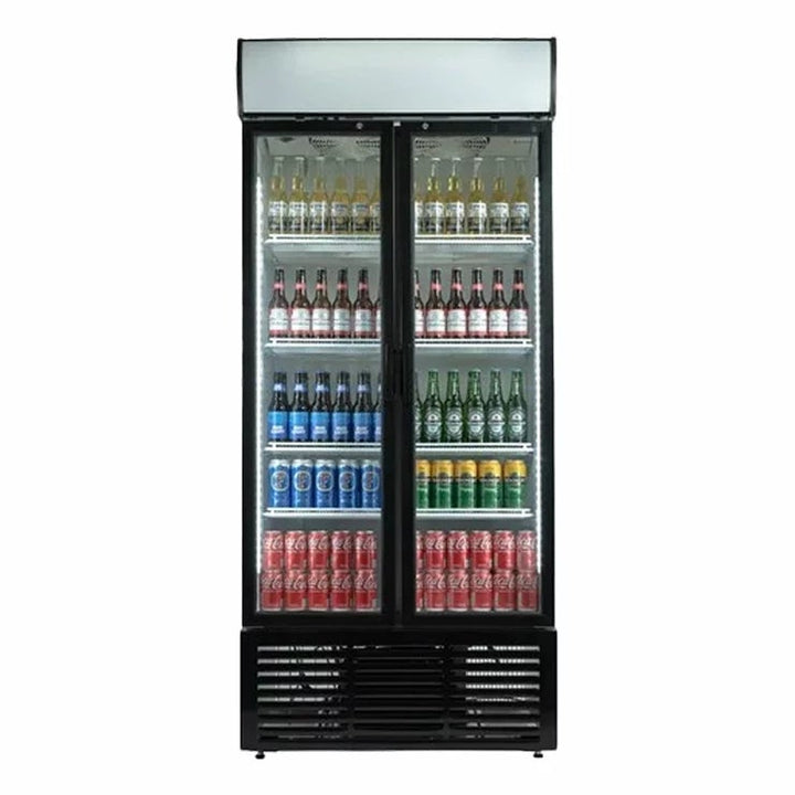 Contender RUG047 783L Commercial Hinged Double Glass Door Fridge, E Rated in White