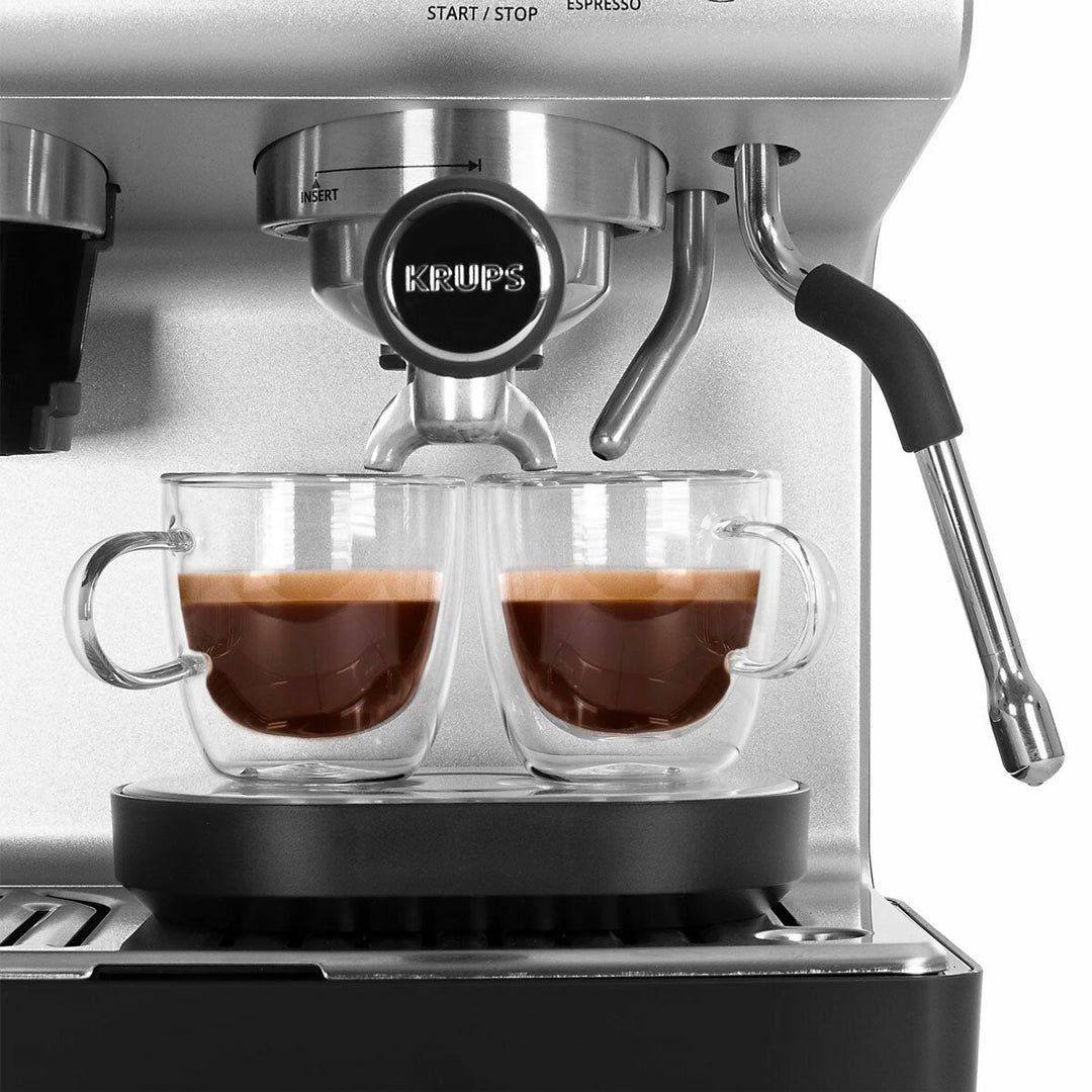 Krups XP801TG0 Precision Steam &amp; Pump Espresso Coffee Machine with Grinder in Black &amp; Stainless Steel