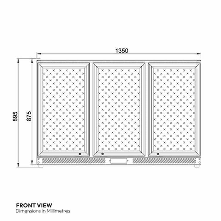 Contender RRG022 320L Commercial Hinged Triple Door Bottle Cooler, C Rated in Black