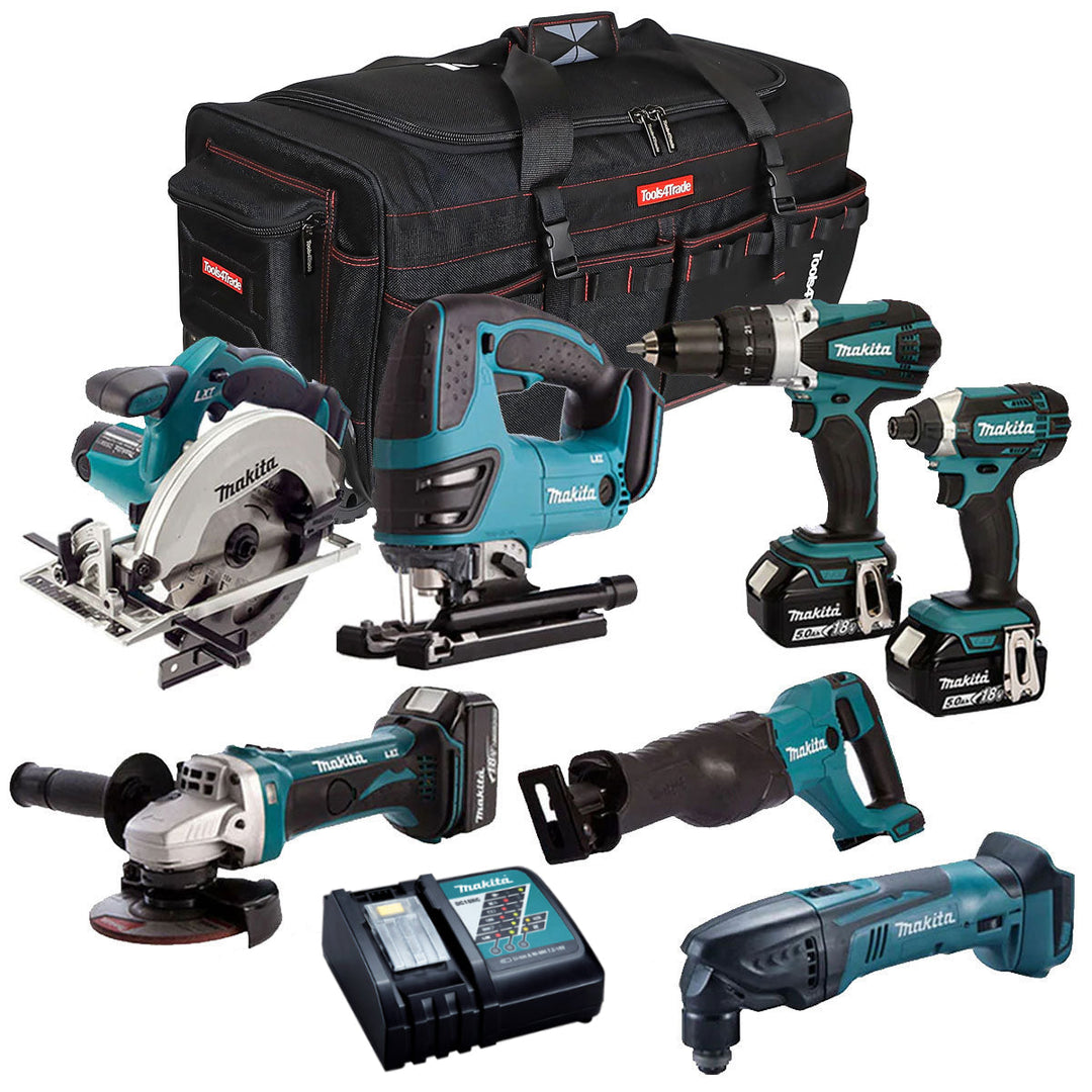 Makita 18V 7 Piece Tool Kit with 3 x 5.0Ah Batteries & Charger T4TKIT-4377