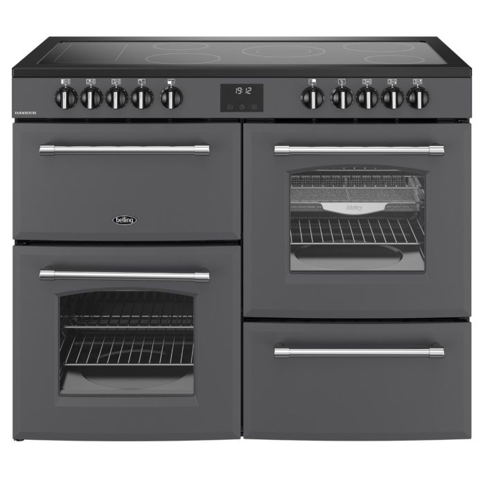 Belling Farmhouse 110E 110cm wide Electric Range Cooker with Ceramic Hob - Anthracite[444411836_AN]