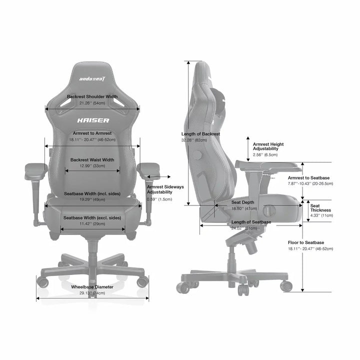 anda seaT Kaiser Series 4 Large Gaming Chair, Grey Fabric