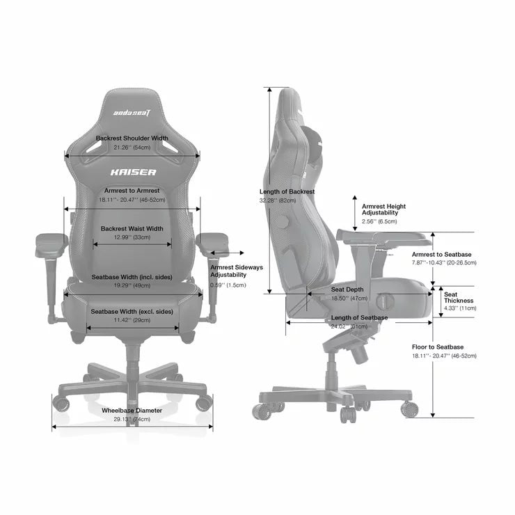 anda seaT Kaiser Series 4 Large Gaming Chair, Grey Fabric
