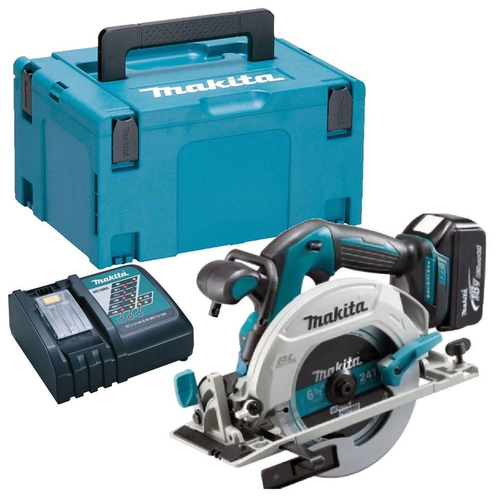 Makita DHS680Z 18V 165mm Brushless Circular Saw with 1 x 5.0Ah Battery, Charger &amp; Type 3 Case