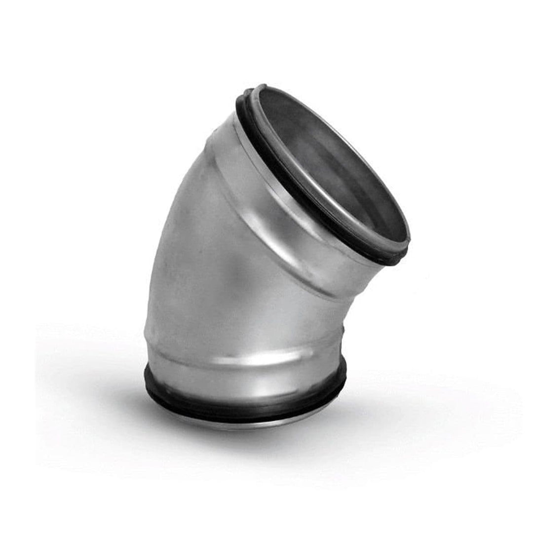 Lindab 45 degree Elbow Pressed Bend Duct Fitting For Circular Spiral Ducting With Rubber Seal 100mm