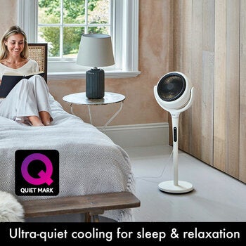 AirCraft LUME Ultra Quiet 2 in 1 Air Circulator Fan With Remote &amp; LED Backlight in Stone White