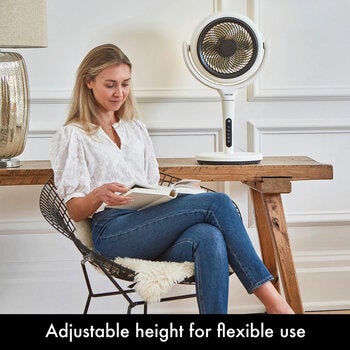 AirCraft LUME Ultra Quiet 2 in 1 Air Circulator Fan With Remote &amp; LED Backlight in Stone White