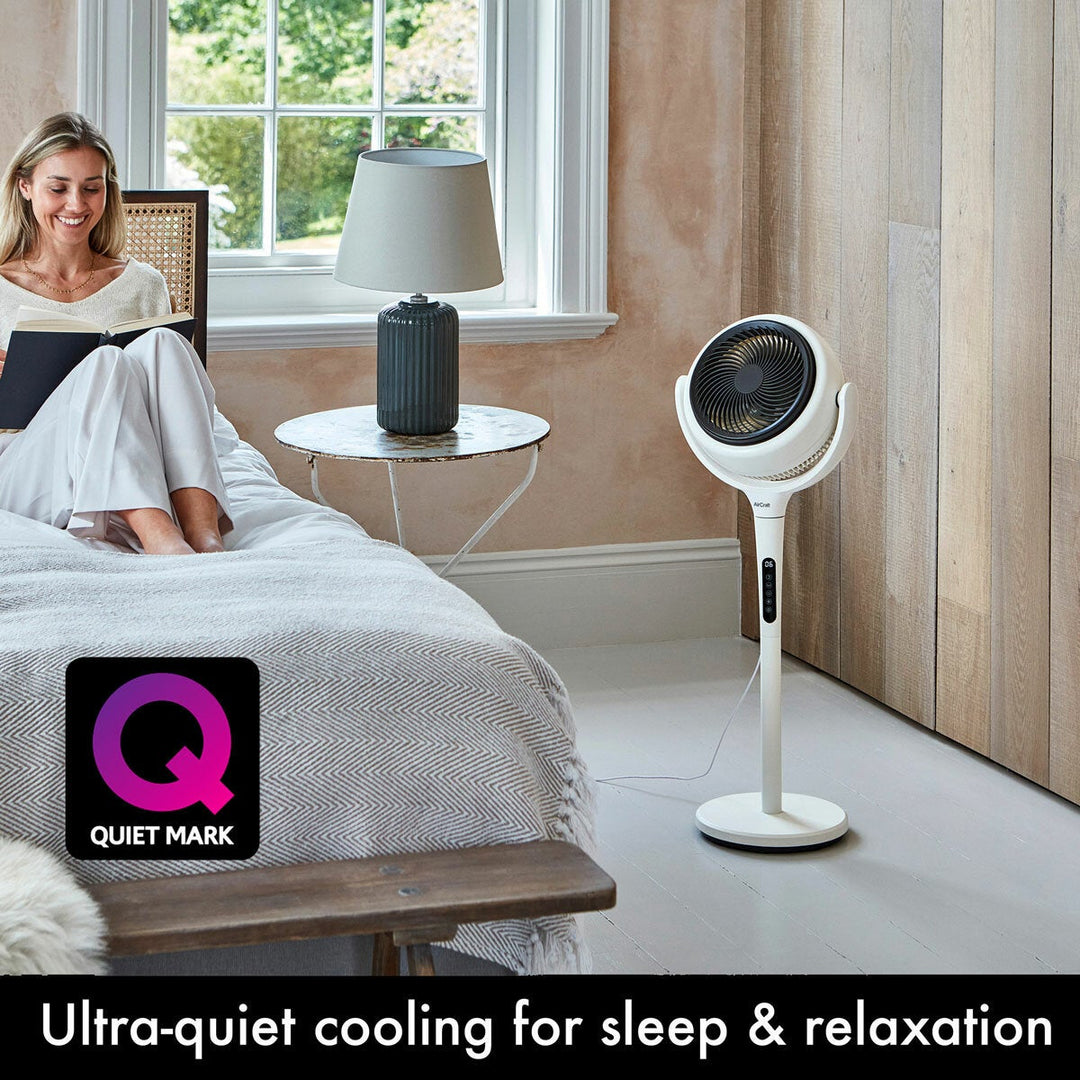 AirCraft LUME Ultra Quiet 2 in 1 Air Circulator Fan With Remote &amp; LED Backlight in Stone White