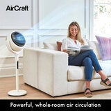 AirCraft LUME Ultra Quiet 2 in 1 Air Circulator Fan With Remote &amp; LED Backlight in Stone White