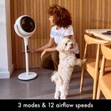 AirCraft LUME Ultra Quiet 2 in 1 Air Circulator Fan With Remote &amp; LED Backlight in Stone White