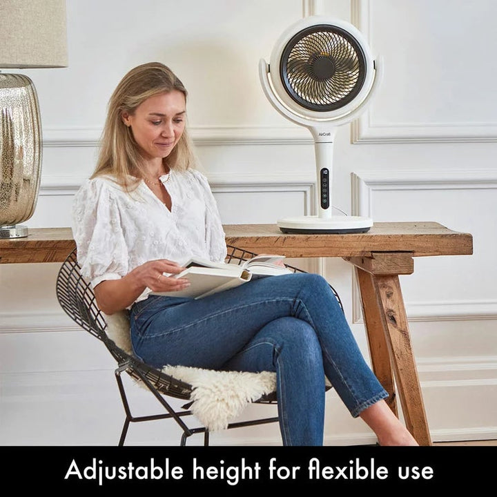 AirCraft LUME Ultra Quiet 2 in 1 Air Circulator Fan With Remote &amp; LED Backlight in Stone White