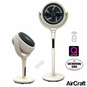 AirCraft LUME Ultra Quiet 2 in 1 Air Circulator Fan With Remote &amp; LED Backlight in Stone White