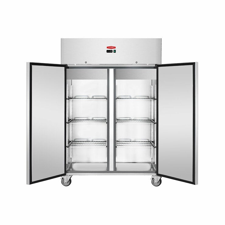 Contender FZU011 Commercial 1200L Double Door Freezer, E Rated in Stainless Steel