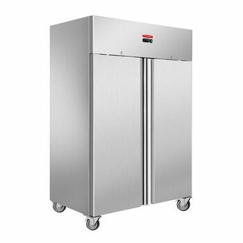 Contender FZU011 Commercial 1200L Double Door Freezer, E Rated in Stainless Steel