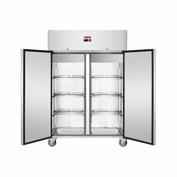 Contender FZU011 Commercial 1200L Double Door Freezer, E Rated in Stainless Steel