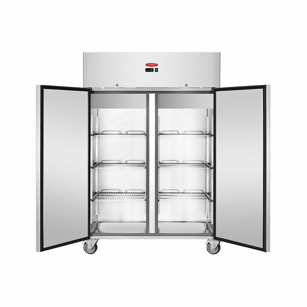 Contender FZU011 Commercial 1200L Double Door Freezer, E Rated in Stainless Steel