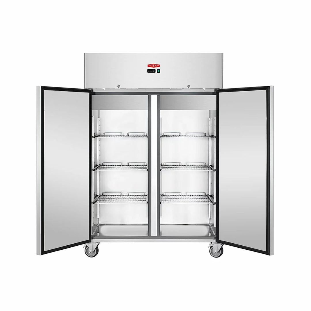 Contender FZU011 Commercial 1200L Double Door Freezer, E Rated in Stainless Steel