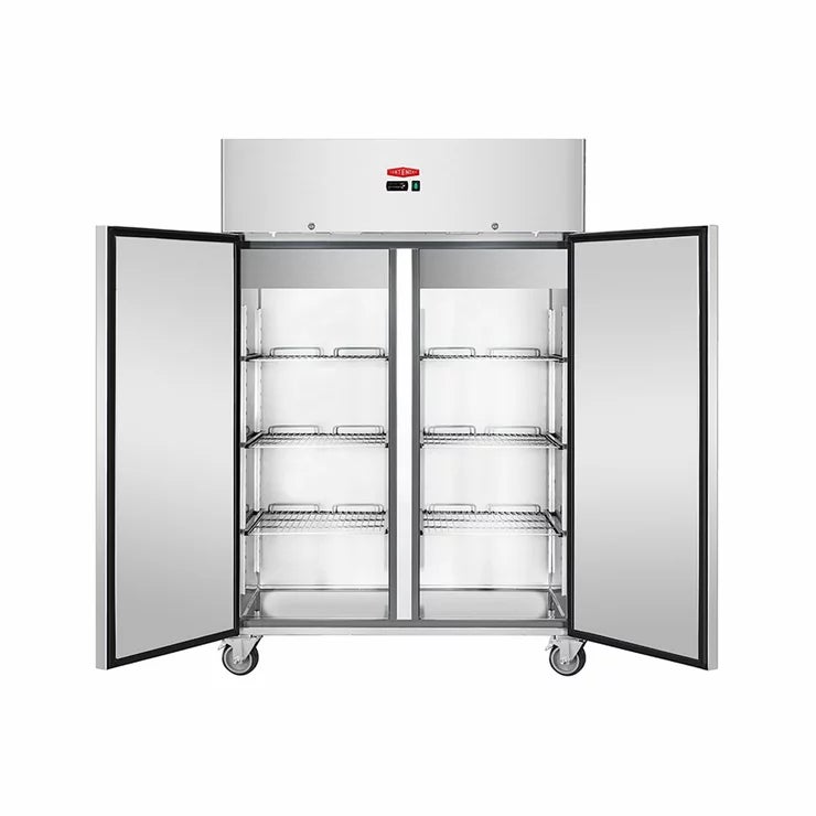 Contender FZU011 Commercial 1200L Double Door Freezer, E Rated in Stainless Steel