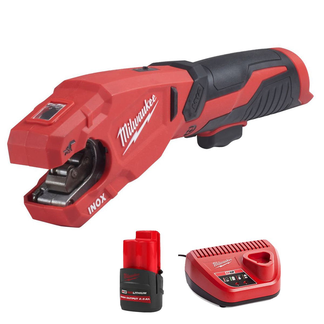Milwaukee M12PCSS-0 12V 12-28mm Pipe Cutter with 1 x 2.5Ah Battery & Charger