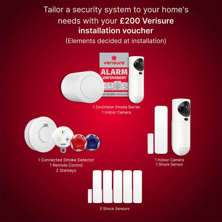 Verisure Installed Home Security Alarm System with 24/7 Monitoring &amp; £200 Customisation Voucher - Paid Monthly Subscription Required