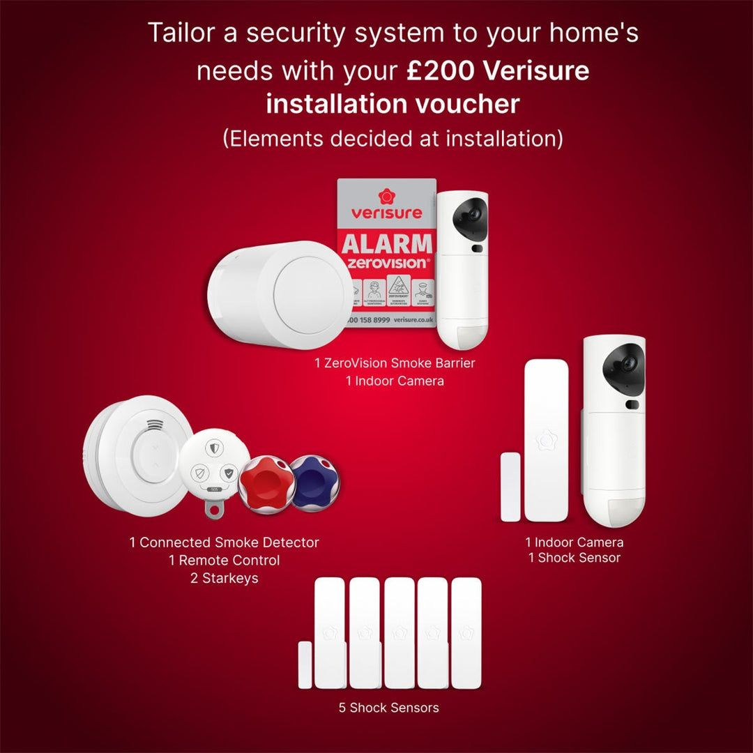 Verisure Installed Home Security Alarm System with 24/7 Monitoring &amp; £200 Customisation Voucher - Paid Monthly Subscription Required