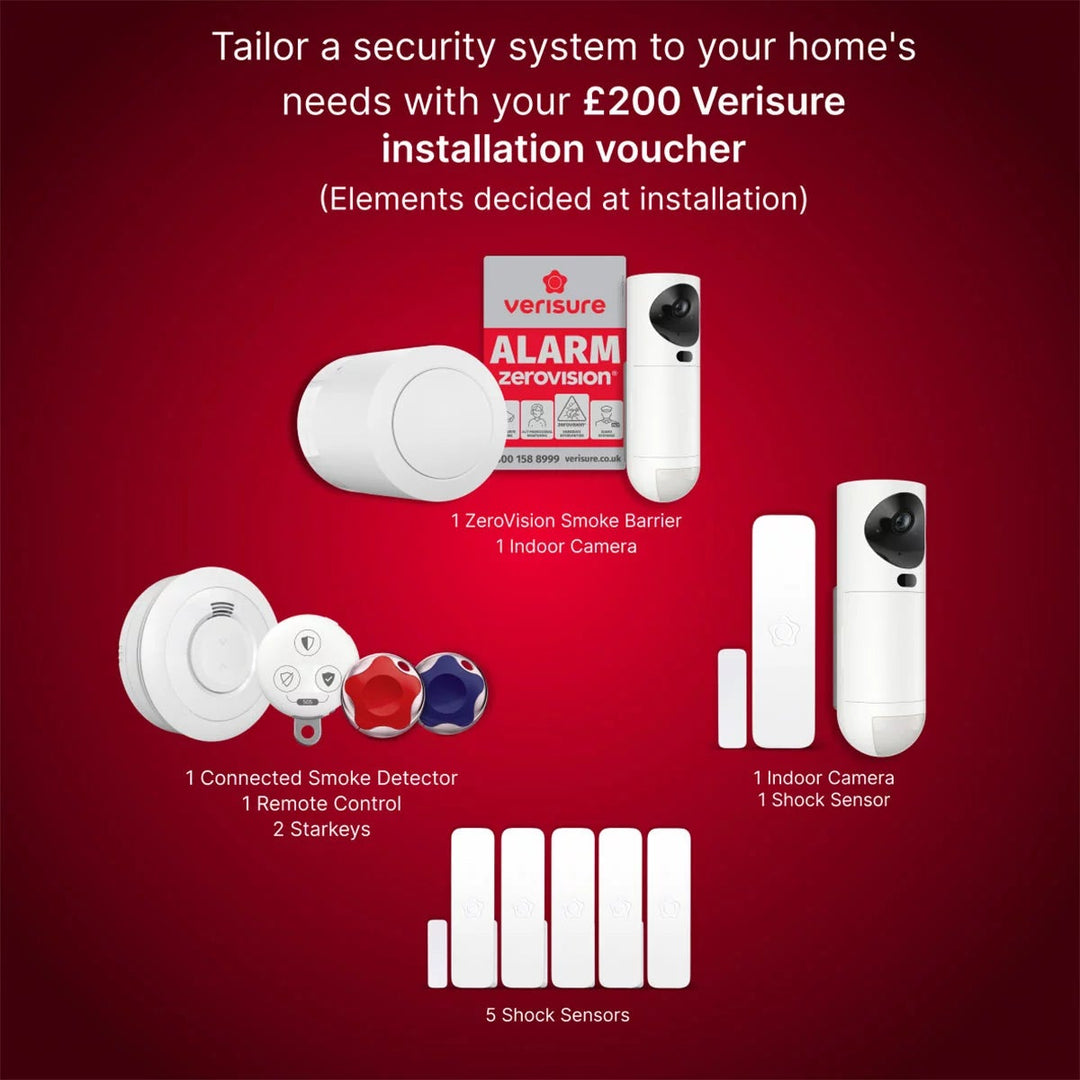 Verisure Installed Home Security Alarm System with 24/7 Monitoring &amp; £200 Customisation Voucher - Paid Monthly Subscription Required