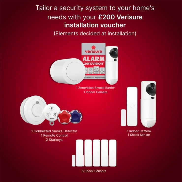 Verisure Installed Home Security Alarm System with 24/7 Monitoring &amp; £200 Customisation Voucher - Paid Monthly Subscription Required