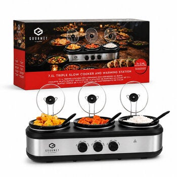 SensioHome Gourmet Triple Slow Cooker &amp; Warming Station 7.1L