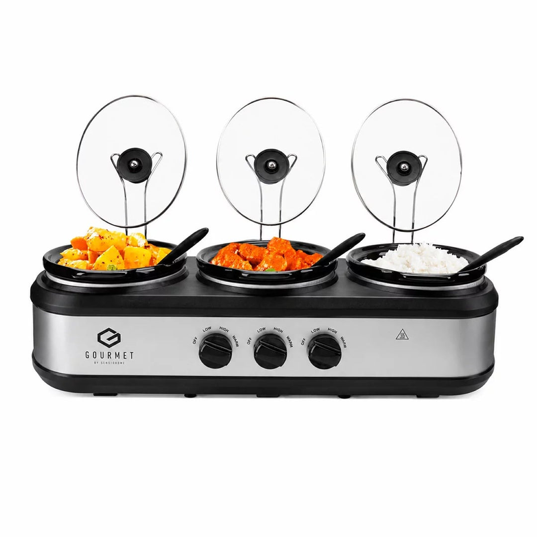 SensioHome Gourmet Triple Slow Cooker &amp; Warming Station 7.1L