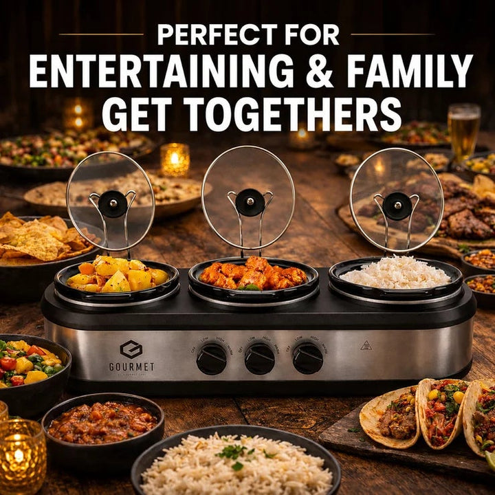 SensioHome Gourmet Triple Slow Cooker &amp; Warming Station 7.1L