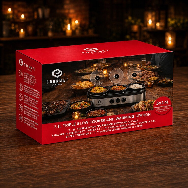 SensioHome Gourmet Triple Slow Cooker &amp; Warming Station 7.1L