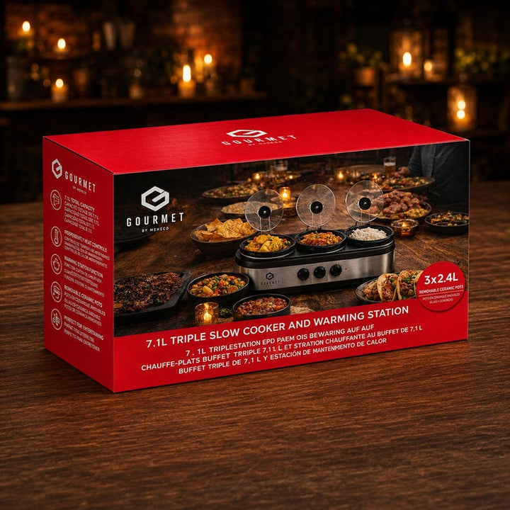 SensioHome Gourmet Triple Slow Cooker &amp; Warming Station 7.1L