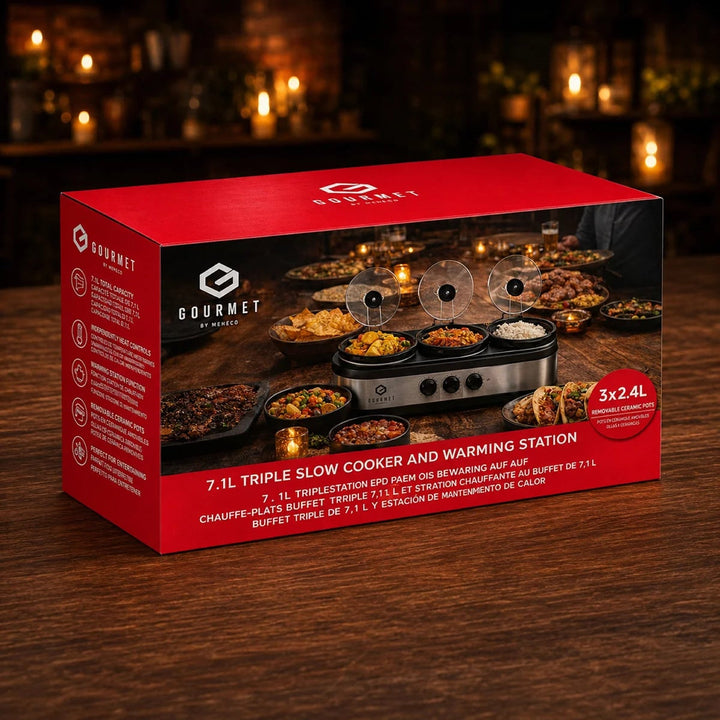 SensioHome Gourmet Triple Slow Cooker &amp; Warming Station 7.1L