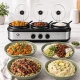 SensioHome Gourmet Triple Slow Cooker &amp; Warming Station 7.1L