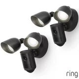 Ring Floodlight Cam (2nd Gen) - Wired - Black Security Camera - Retinal 2K - 2 Pack